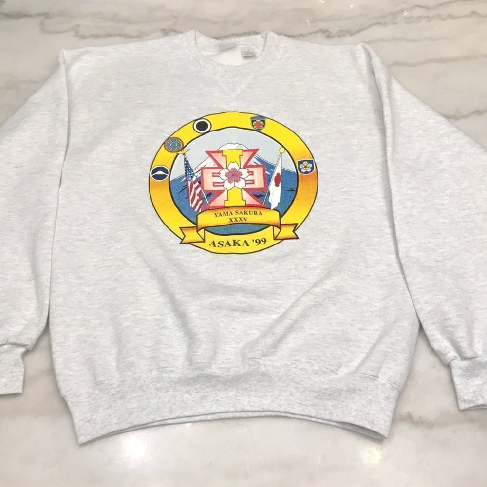 Vintage Yama Sakura Graphic Crewneck Sweater Size Large Cotton/Polyester Blend